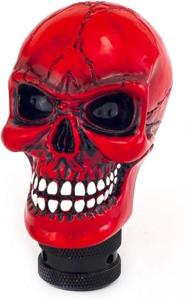 MT Car Stick Shifter Handle, Gear Shift Knob Small Teeth Devil Skeleton Red\