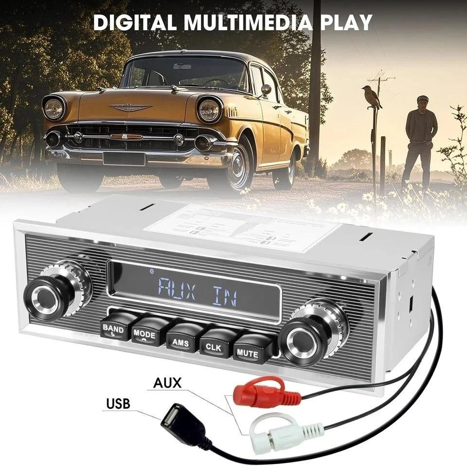 Bluetooth Retro Radio for Classic Vehicles: Single Din Vintage Stereo for Car -