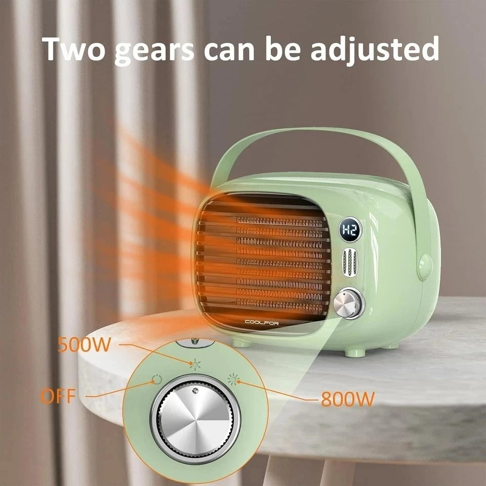 800W/500W Space Heater Ceramic Desk Heater with Adjustable Thermostat
