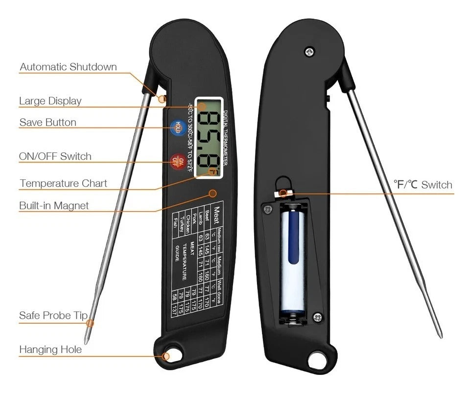 Digital Meat Thermometer BBQ Grill Smoker For Kitchen Food Cooking