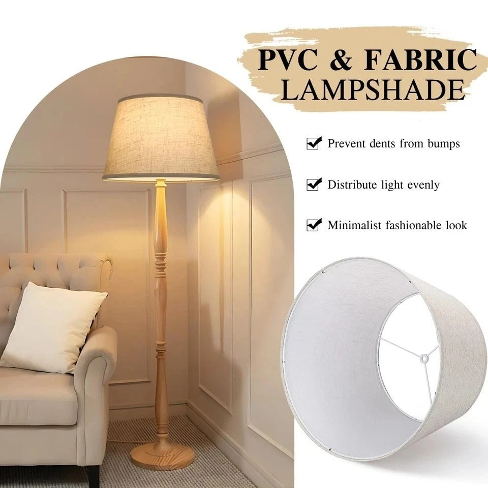 Large Drum Lamp Shades Set of 2, 12"Top x 16"Bottom x 11"High, Beige Lampshad...