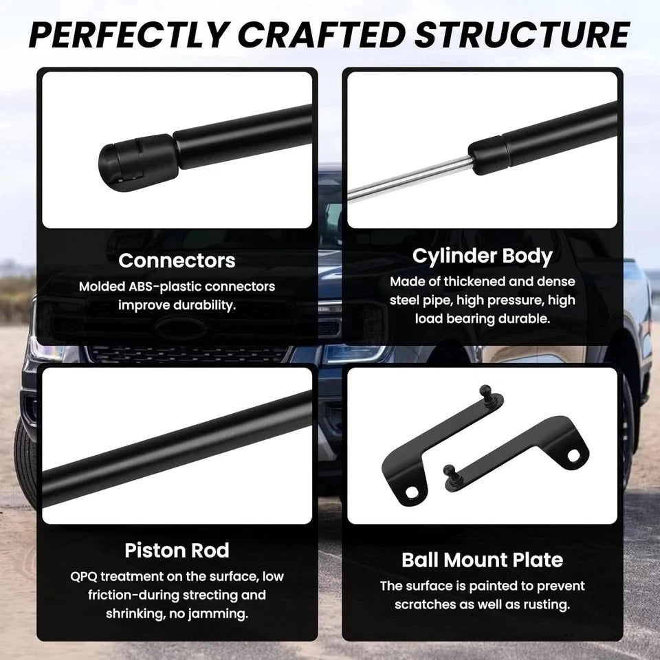 Hood Struts for Ford Ranger 2024+, No-Drill Gas Lift Support Shocks Kit