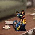 Cat Lamp,Retro Cats Stained Resin Cat Tabletop Night Light,Stained Animal Lam...