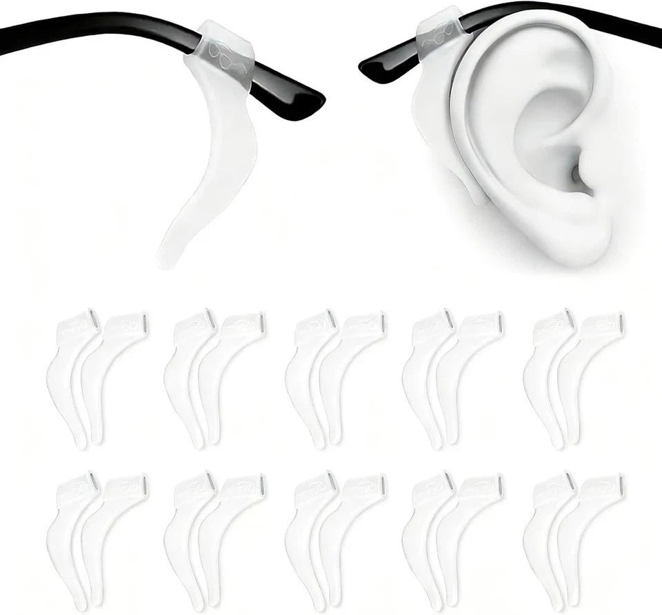 Soft Silicone Eyeglass Ear Hooks, 10 Pairs of Non-Slip Eyeglasses Ear Grips for