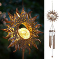 Solar Wind Chimes, Sun Wind Chime Outdoor Clearance W/Glowing Crackle Glass LED