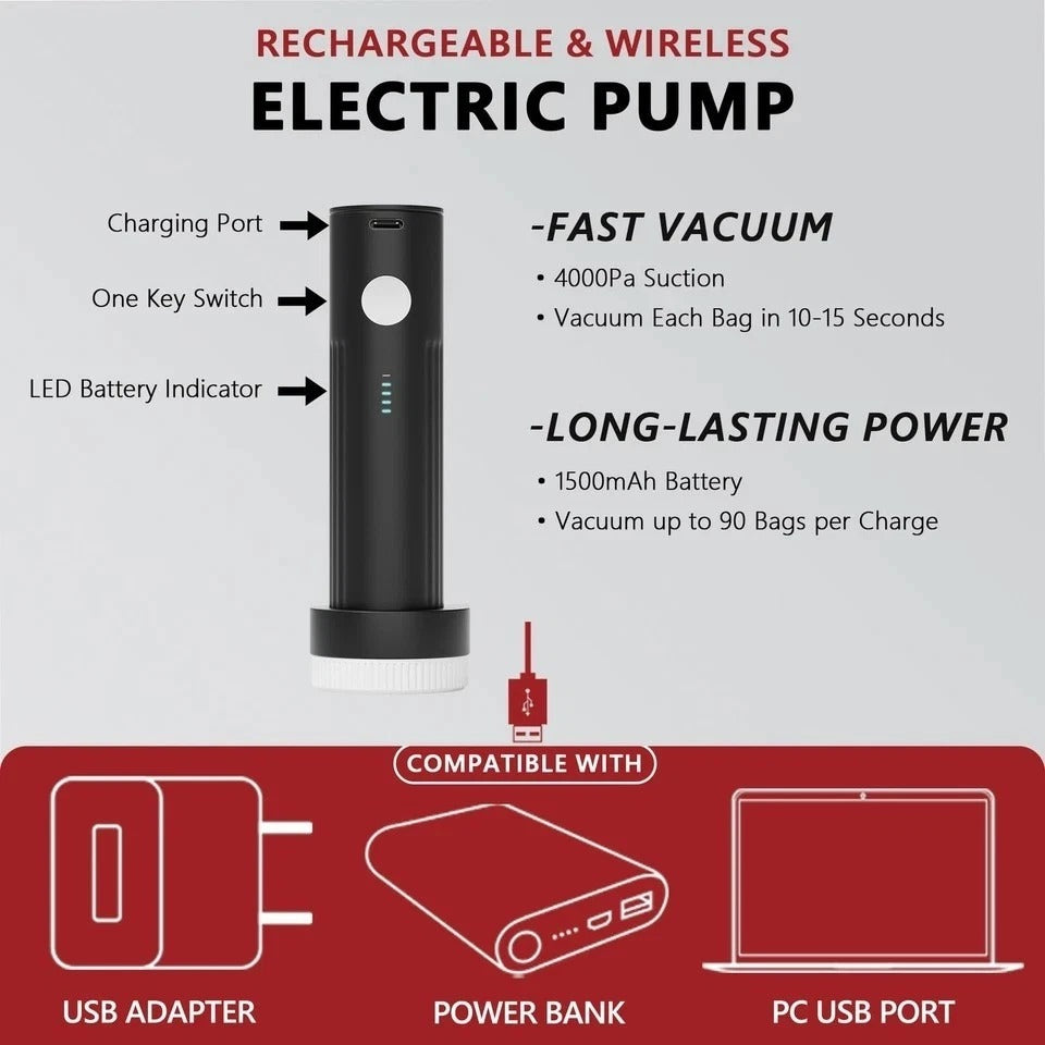 Travel Pack Vacuum Kit, Travel Vacuum Bags with Wireless Electric Pump, Cloth...
