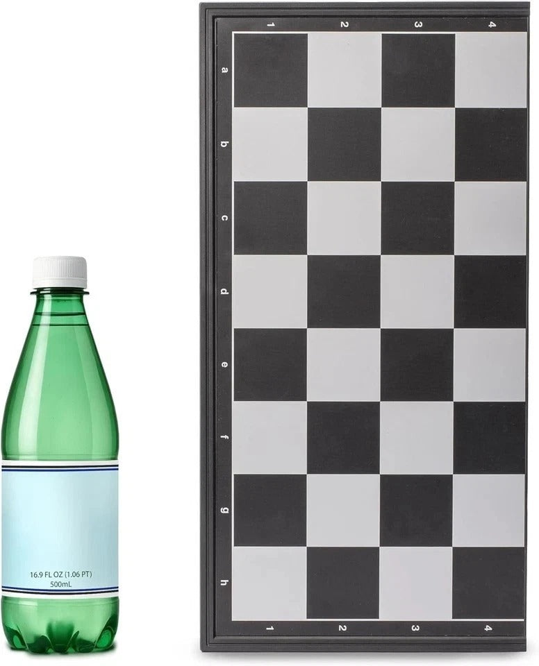 14" Magnetic 2-in-1 Travel Chess & Checkers Foldable Board Game Set