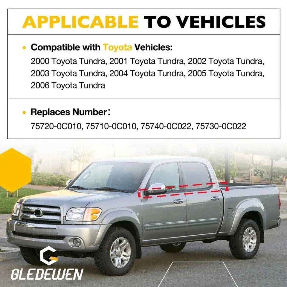 Toyota Tundra 2000-2006 Window Molding Weatherstrip Seal Kit Front Rear Doors