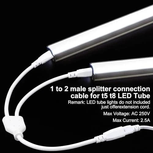 Pcs T5 T8 LED Splitter Cable 3pins LED Wire Tube Connector 1to 2 Way Splitter 4