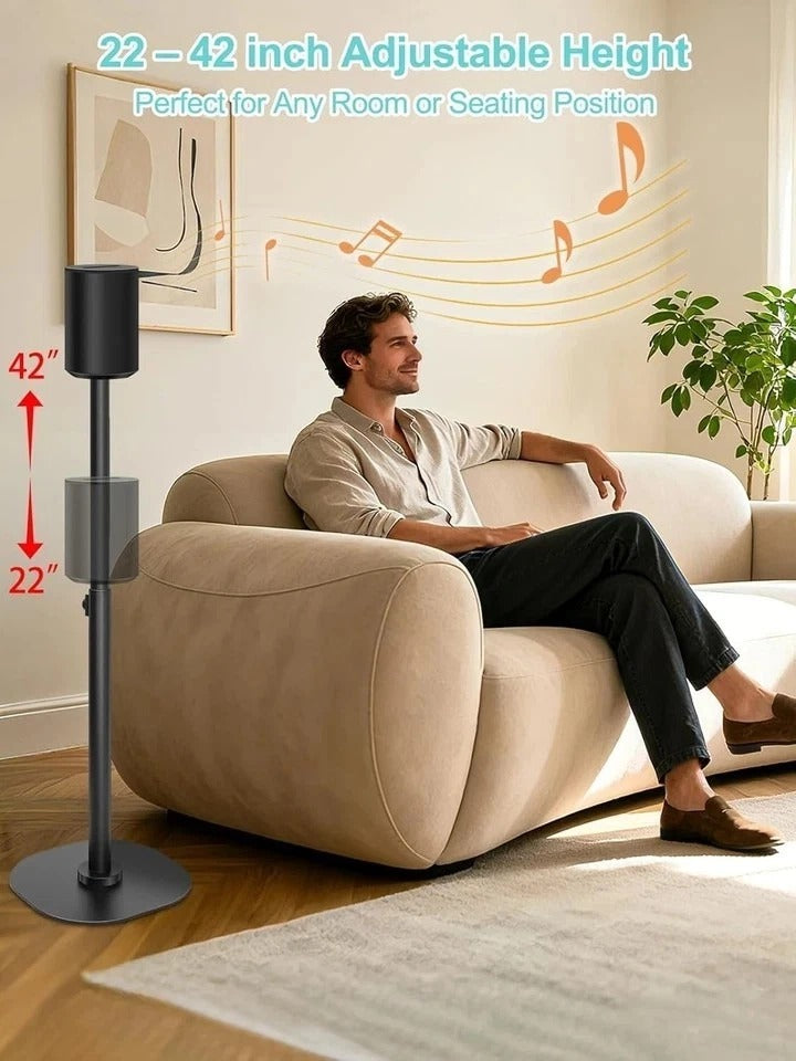Speaker Stands Pair for Sonos ERA 100 & 300 Adjustable 22”–42” Floor Stands with