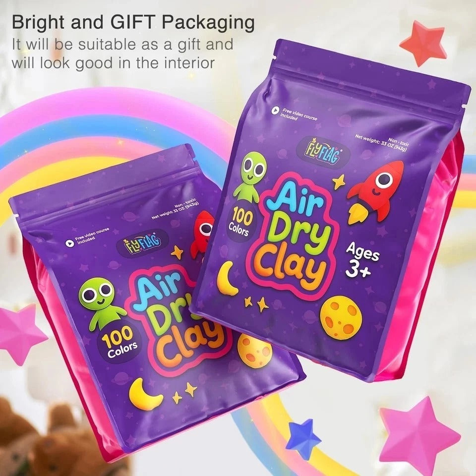 Air Dry Clay - 100 Colors, Ultra Light and Soft, Non-Toxic Modeling Clay for Kid