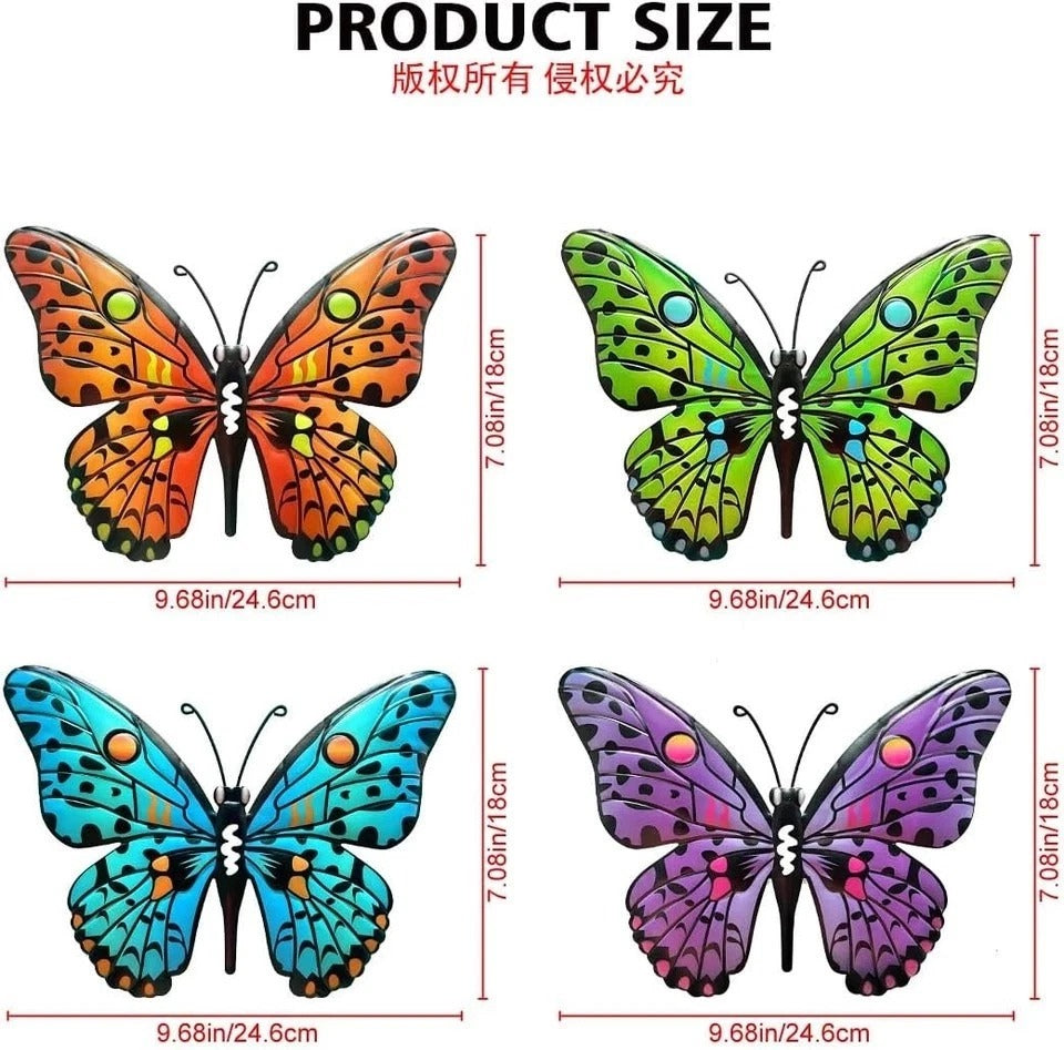 Metal Butterfly Wall Decor - 9.6" Outdoor Fence Wall Art Decor, Hanging Decorati