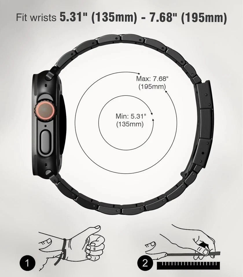 Titanium Apple Watch Band Ultra 3/2/1 45-49mm Replacement for Series 1-11, Black