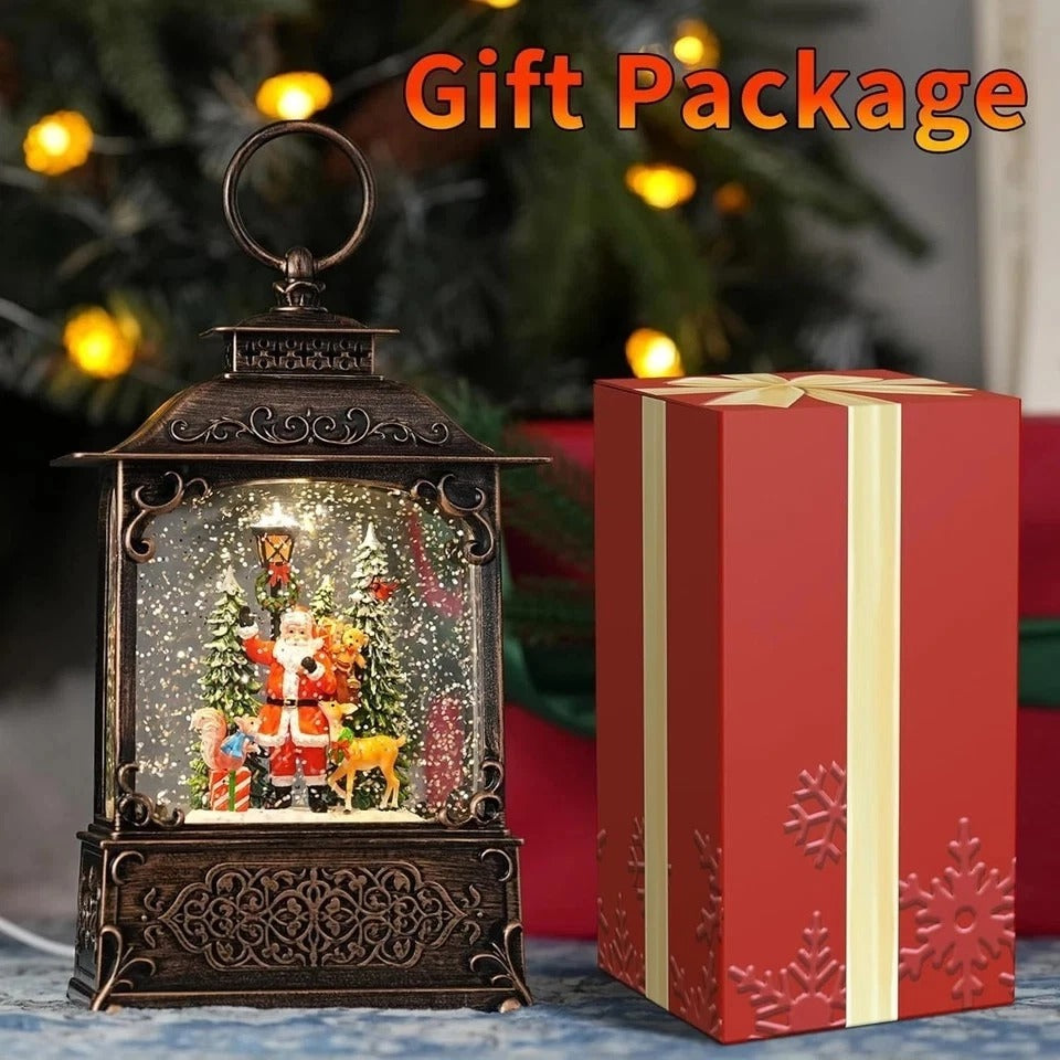Snow Globe with Santa Claus Reindeer, Light up Christmas Snow Globes with Music