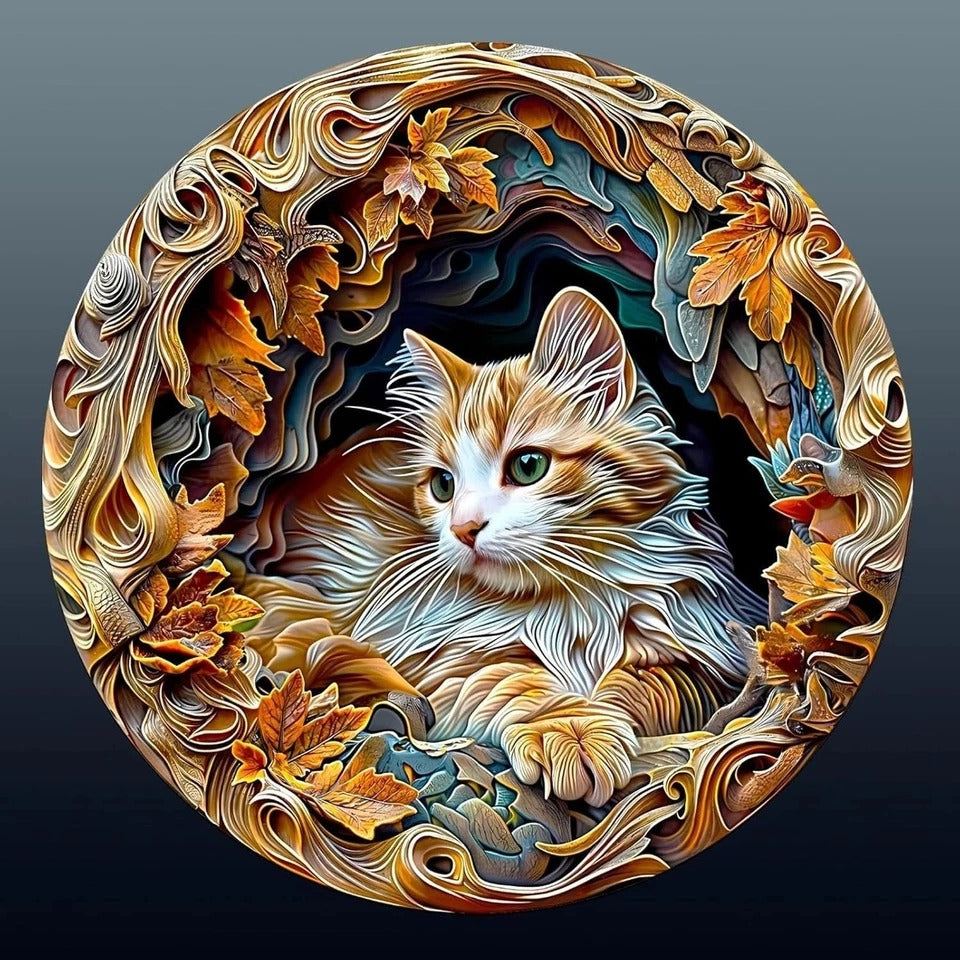 300 Pcs Wooden Cat Puzzles for Adults, Wood Flat Puzzle with 3D Visual Effect