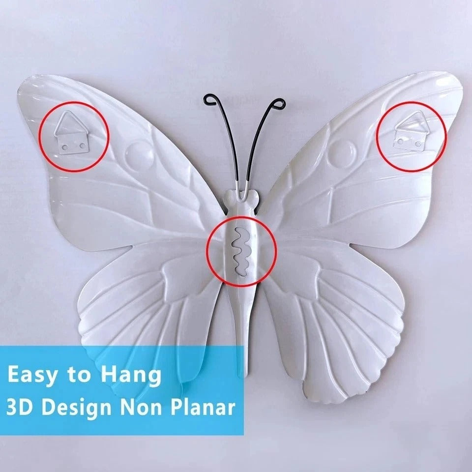 Metal Butterfly Wall Decor - 9.6" Outdoor Fence Wall Art Decor, Hanging Decorati