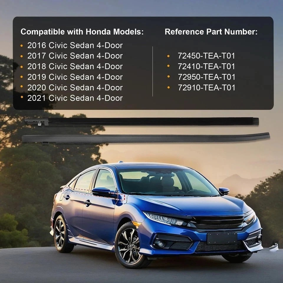Honda Civic 2016-2021 Car Window Weather Stripping Molding Trim
