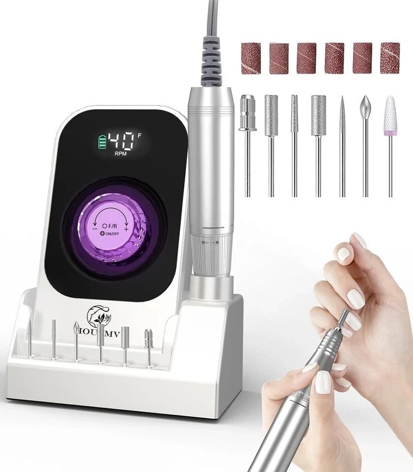 Portable Nail Drill Electric File: 40000RPM Professional Rechargeable Nail E-...