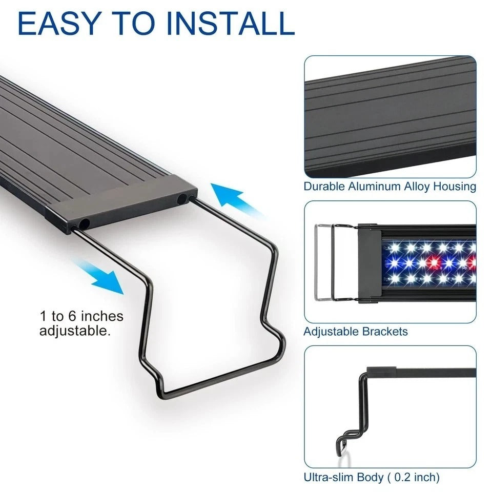 20"-28" Aquarium LED Light with Timer, 24/7 Cycle, 5 Dimmable Brightness, Sun...