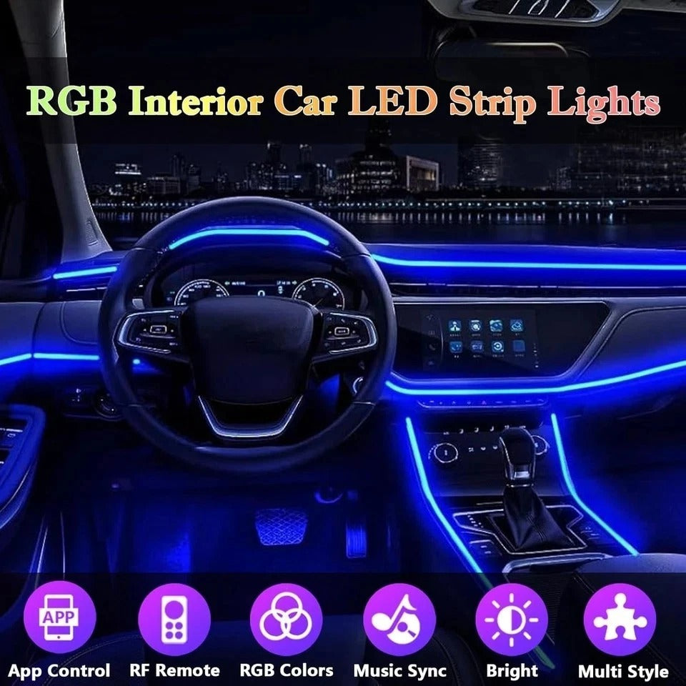 RGB Interior Ambient Light Kit 6-in-1 Fiber Optic APP & Remote Control