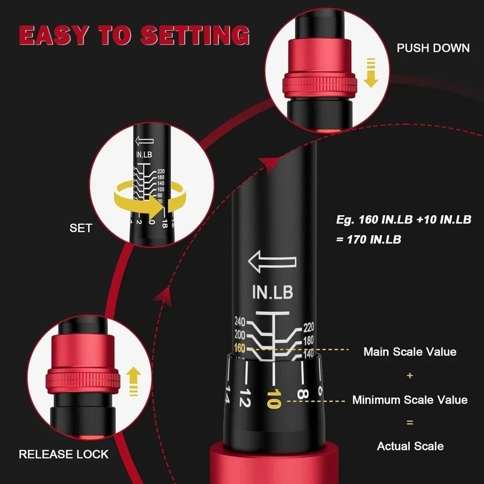1/4-inch Drive Click Torque Wrench, 20-240 in. lb/2.3-27.1 Nm, Inch Pound Torque