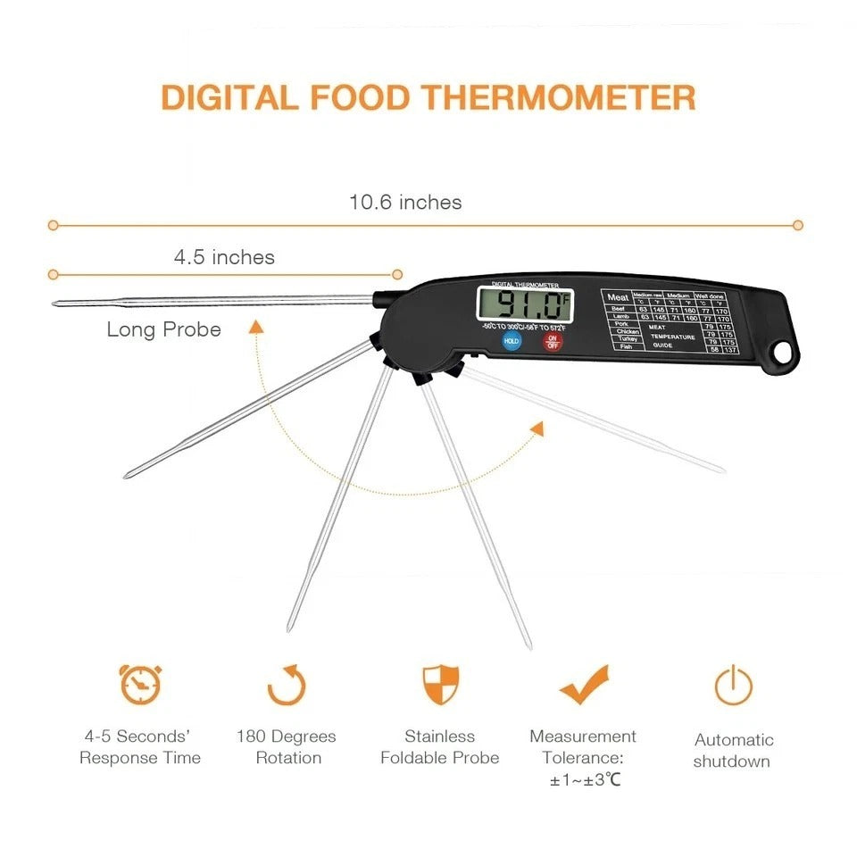 Digital Meat Thermometer BBQ Grill Smoker For Kitchen Food Cooking
