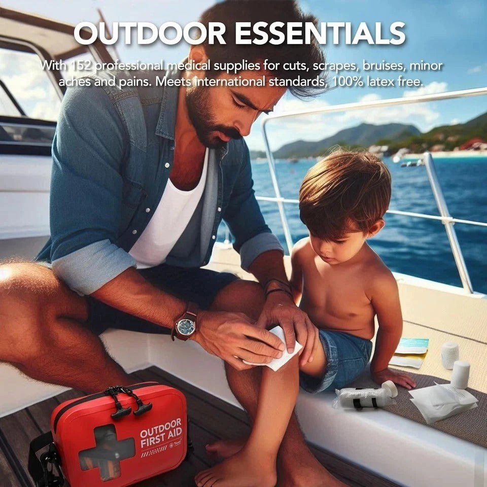 152 PCS Waterproof First Aid Kit, Portable Small Boat Dry Bag Bug Out Bag, Emerg