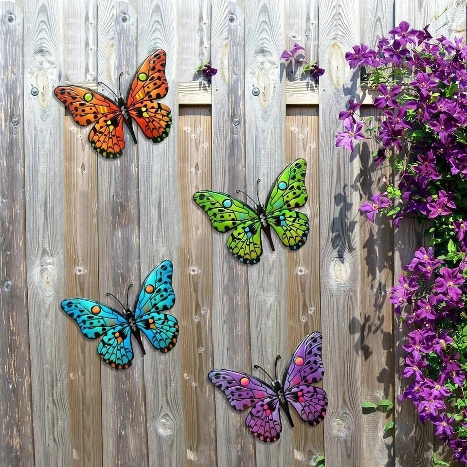 Metal Butterfly Wall Decor - 9.6" Outdoor Fence Wall Art Decor, Hanging Decorati