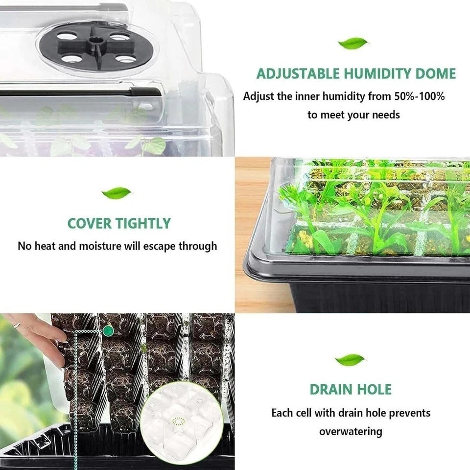 Seed Starter Tray with Grow Light, 2 Packs 80 Cells Seed Starting Kit, Reusable