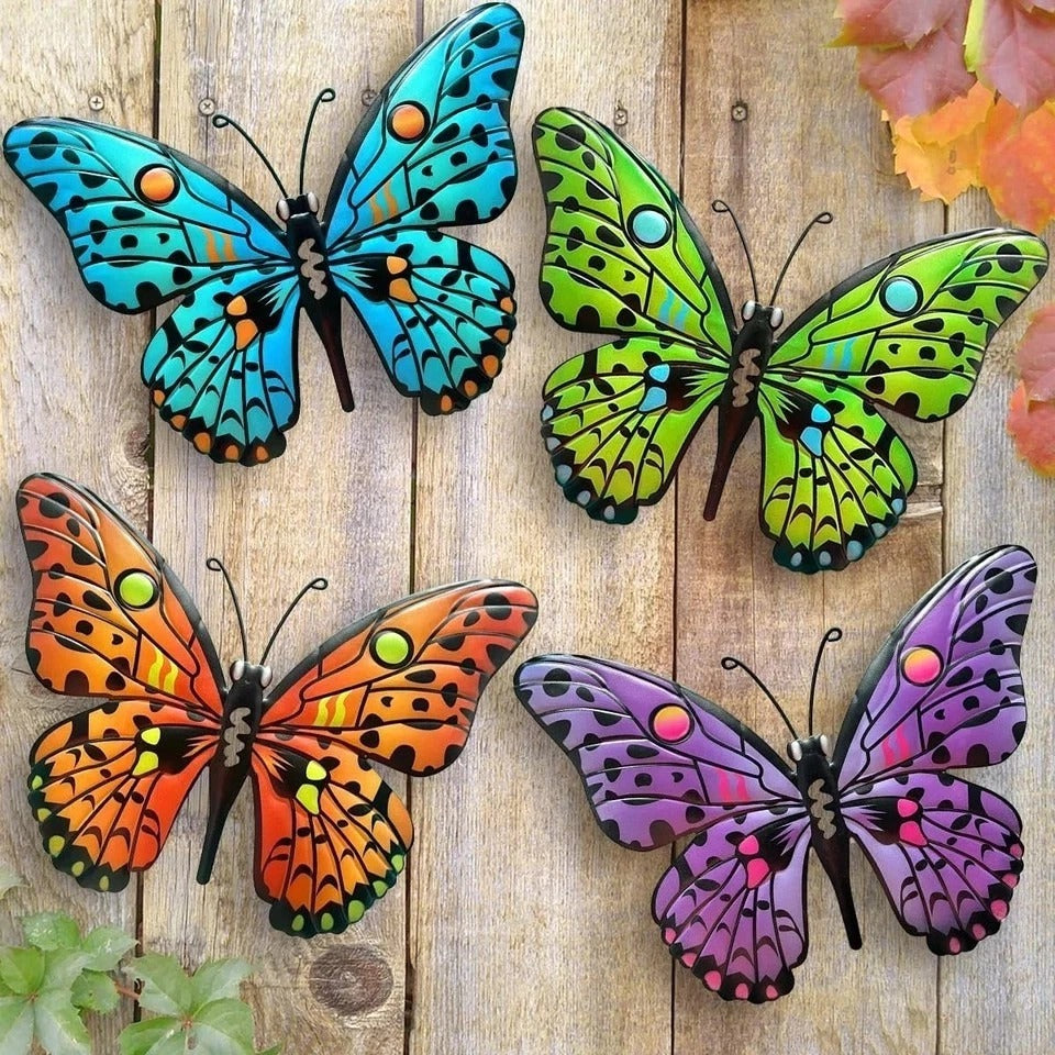 Metal Butterfly Wall Decor - 9.6" Outdoor Fence Wall Art Decor, Hanging Decorati