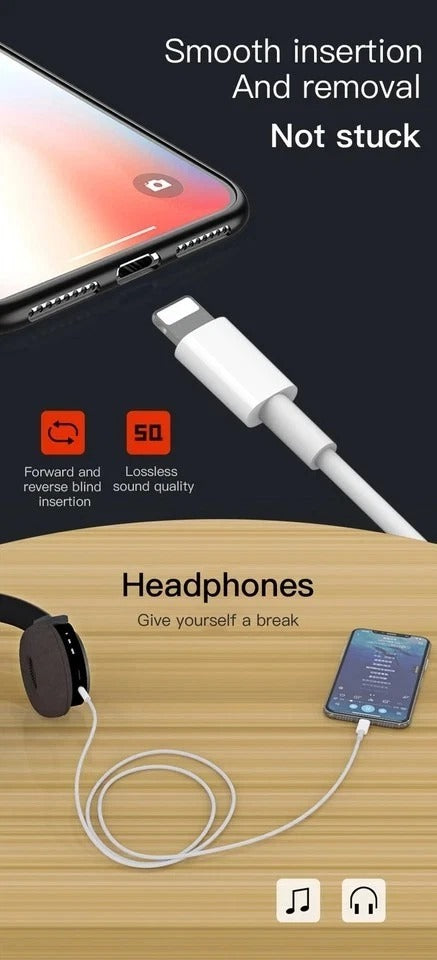 For iPhone 7 8 X XR 1112 Pro Max iPad Plus to 3.5mm AUX Audio Car Adapter Cord