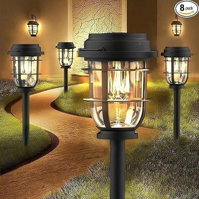 Bright Solar Pathway Lights Outdoor, 8 Pack Waterproof IP65, Auto On/Off Solar P