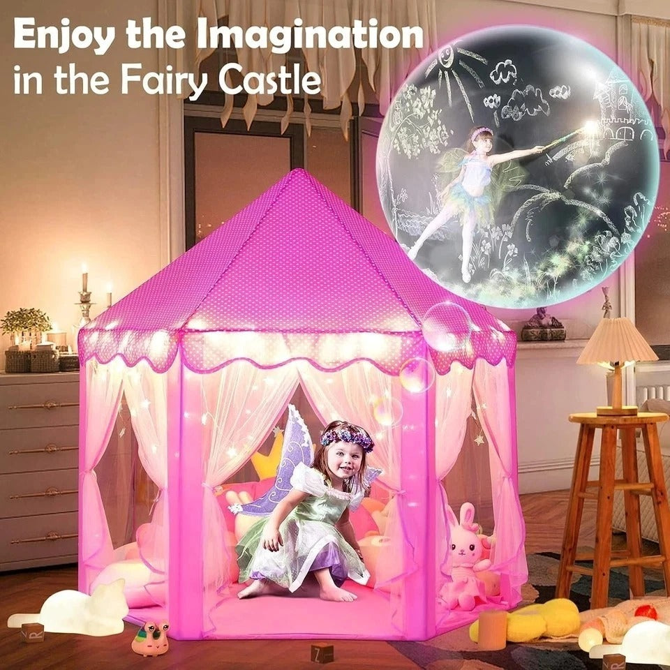 Princess Castle Play Tent for Girls Large Kids Play Tents Hexagon Playhouse w...