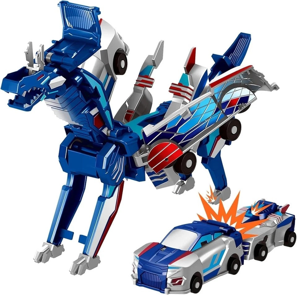 Collision Transforming Dinosaur Car Toy, 2 Magnetic Cars Transform into Dinosaur
