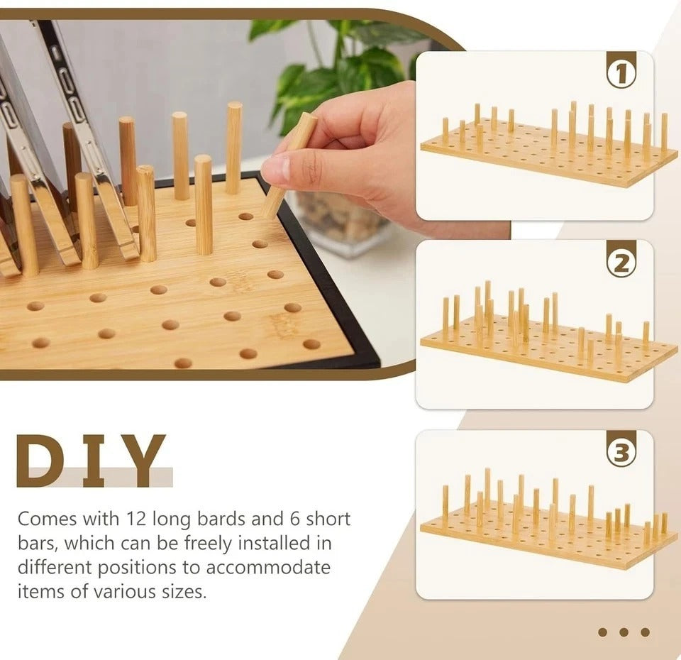 Bamboo Charging Station for Multiple Devices, Charger Organizer Desk Docking Sta