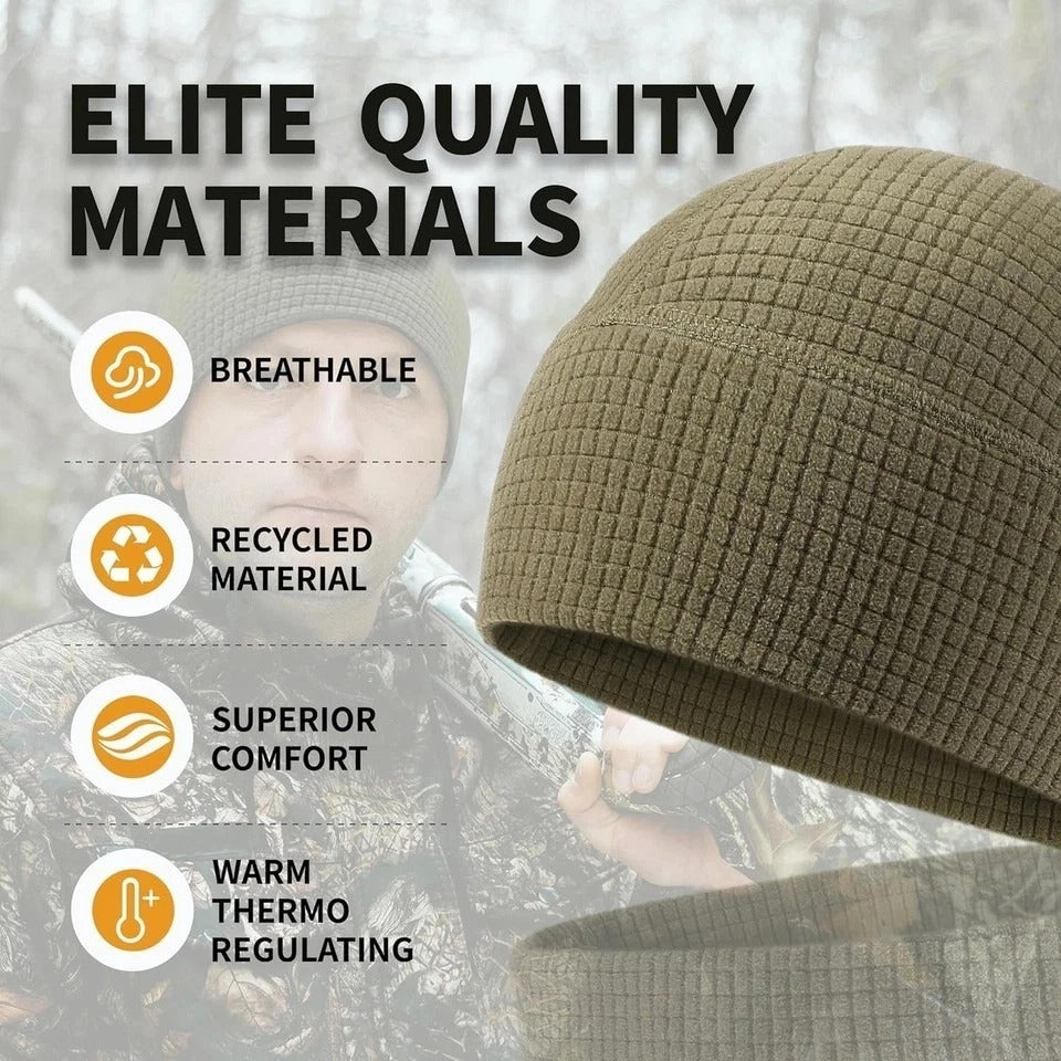 2 Pack Grid Fleece Beanie Watch Cap Waffle Tactical Beanie Multi-Season Army Mil