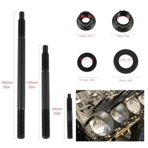 Cylinder Head Stud Bolt Kit Compatible with 1997–2003 Chevy LS1 LQ9 LS6 Black