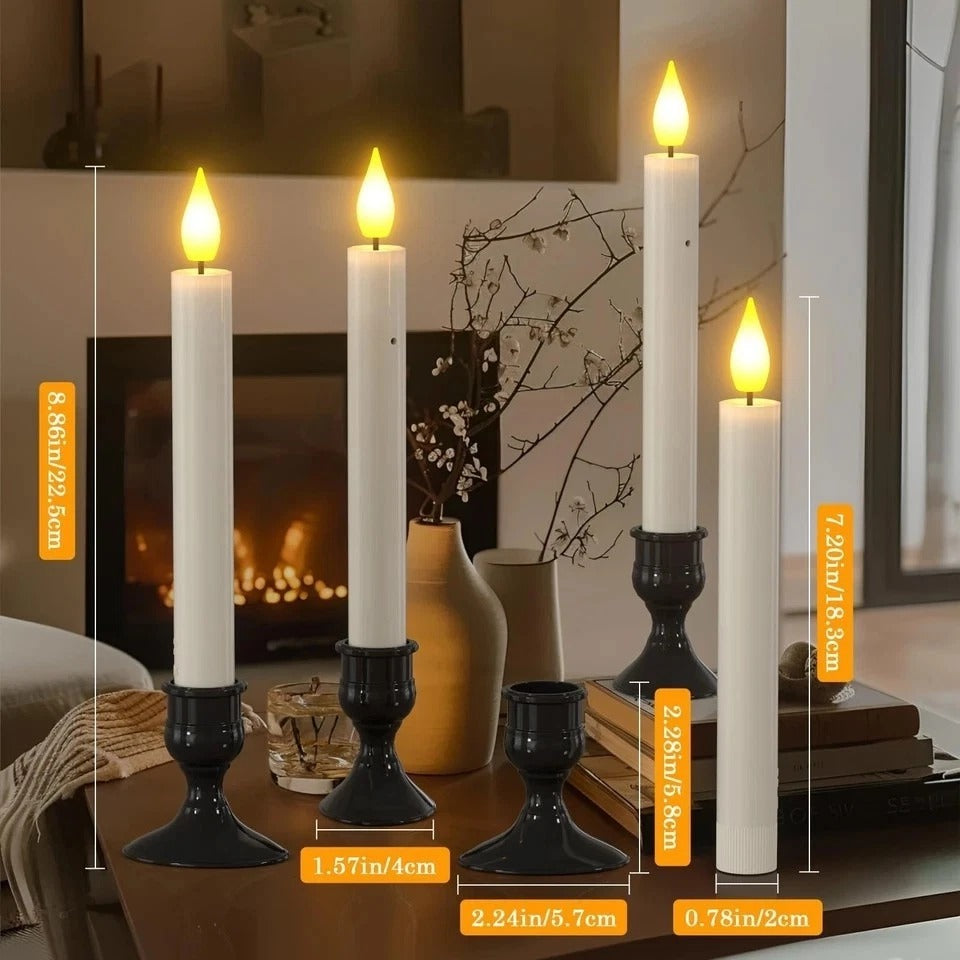 10 PCS Window Candles with Dusk to Dawn Sensor, 7.2" Flameless Taper Candles ...