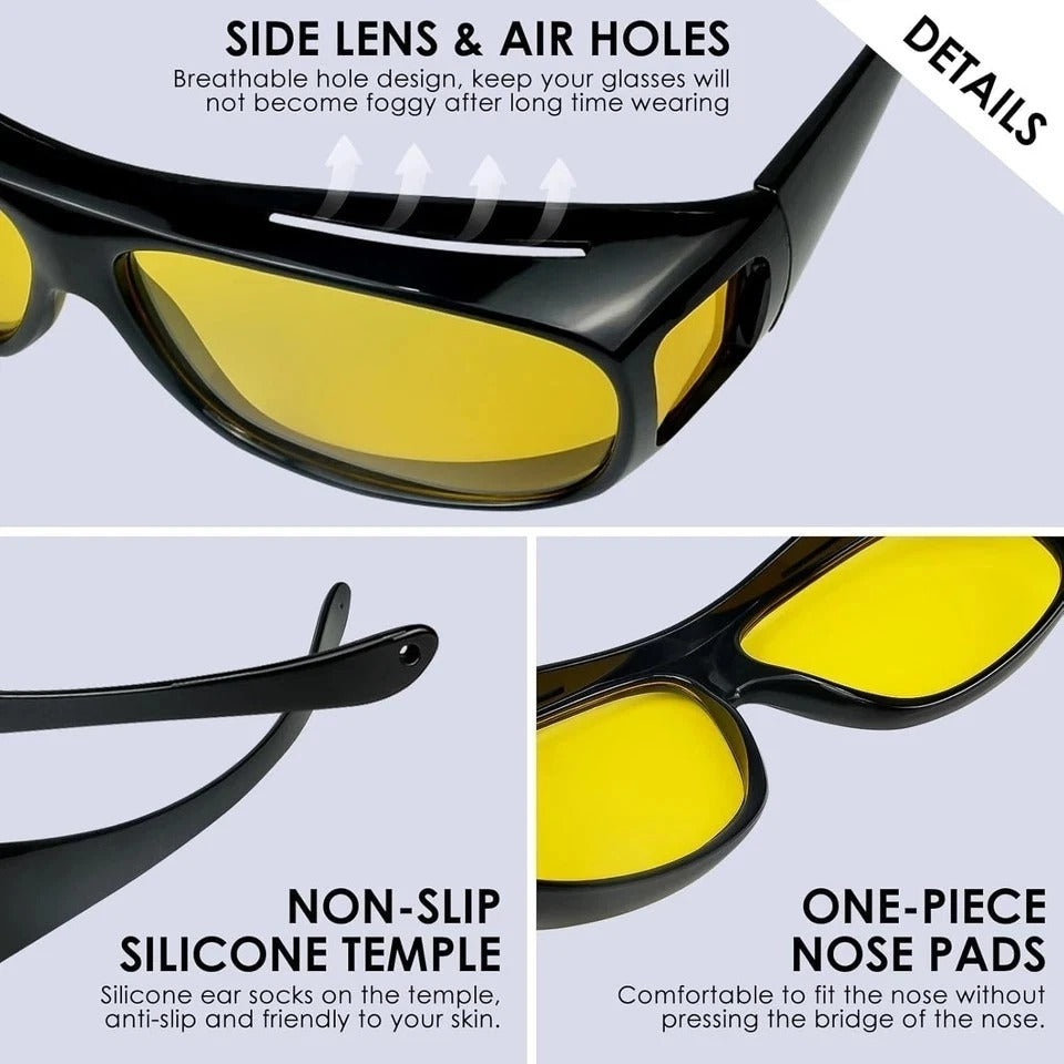 Night Driving Glasses Fit Over for Men Women, Anti Glare Polarized Night Vision