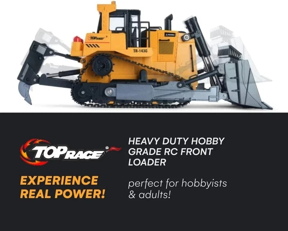 RC Bulldozer Toys for Boys - Remote Control Construction Vehicle with Metal Shov