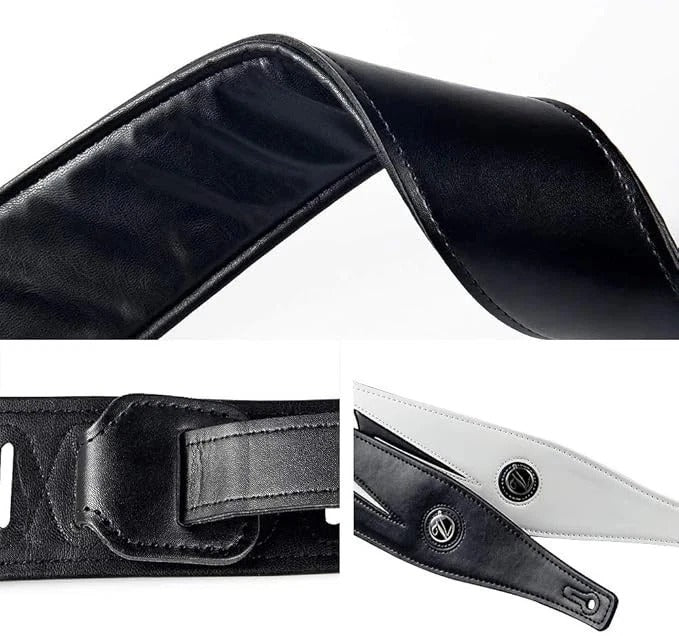 Guitar Strap With Lightning Bolt For Electric Guitars/bass, Leather Adjust