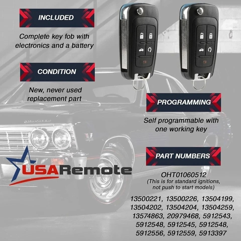 2 Key Fob fits 2010-2017 Allure Encore Lacrosse Regal Verano/Camaro Cruze E
