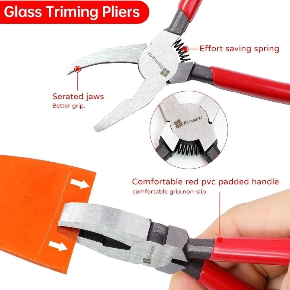 Professional 21Pcs Stained Glass Tool Kit，Heavy Duty Glass Running Breaking Plie