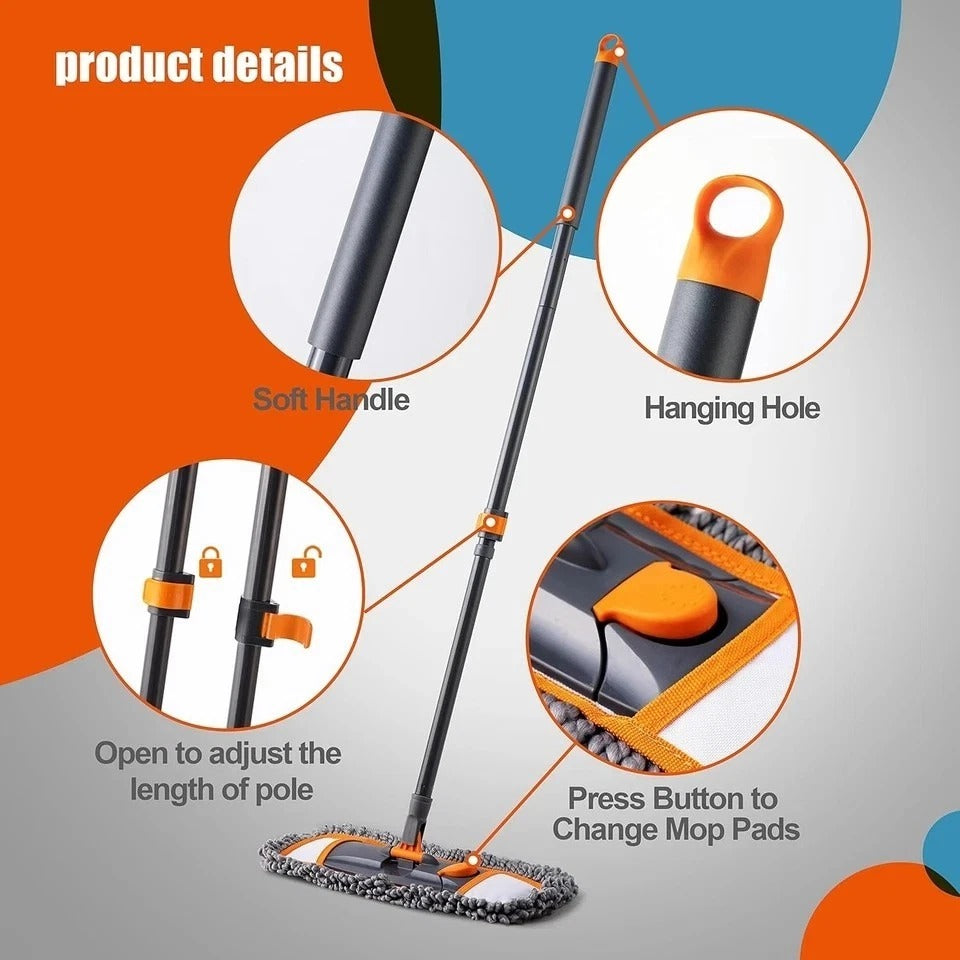 Mops for Floor Cleaning with 3 Different Washable Pads and Extendable 55” Long H