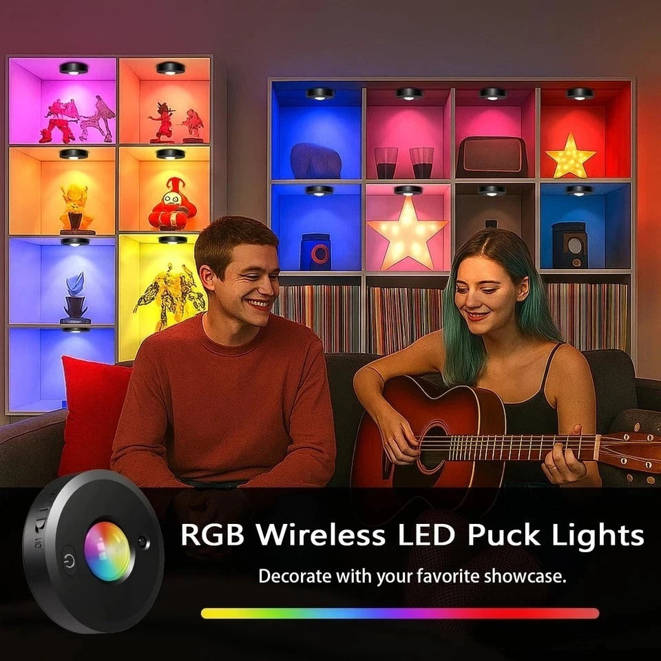 Rechargeable Puck Lights with Remote - 6 Pack LED Under Cabinet Lighting, Col...