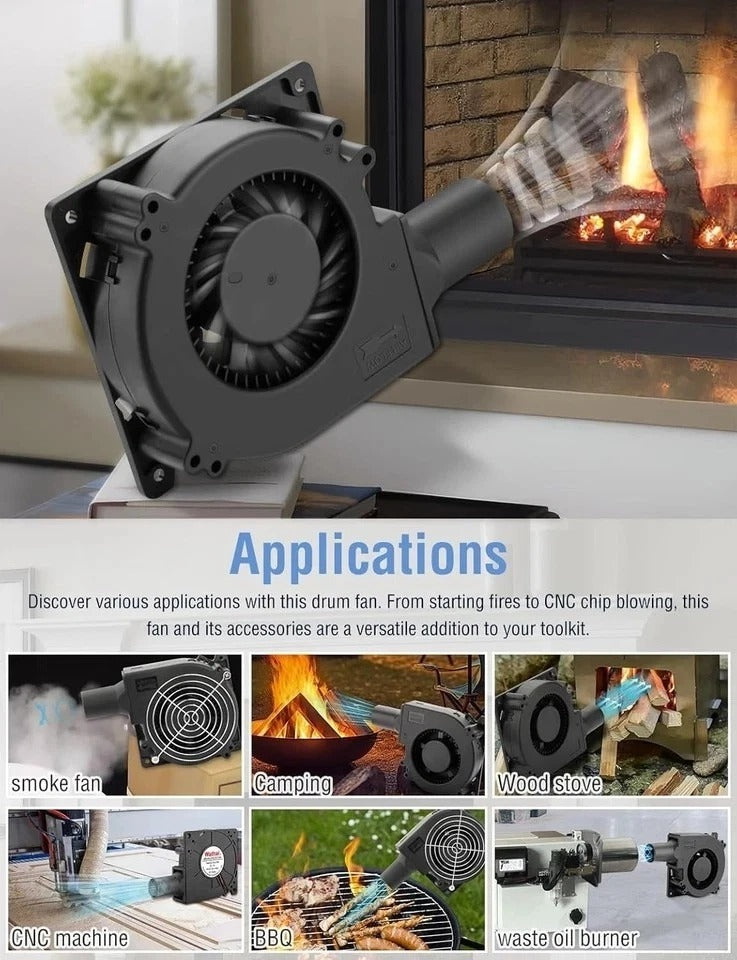 Quiet 120mm Variable Speed Blower Fan 110V-240V - Perfect for BBQ & DIY Projects