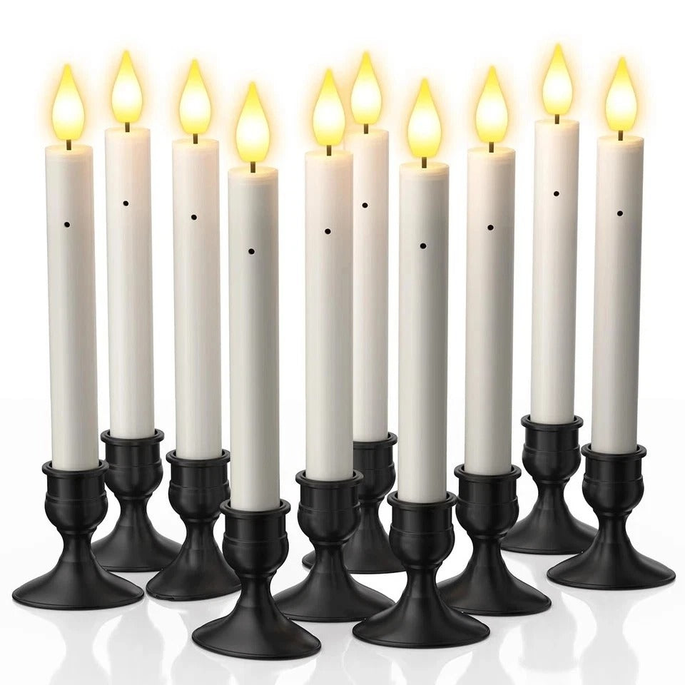 10 PCS Window Candles with Dusk to Dawn Sensor, 7.2" Flameless Taper Candles ...