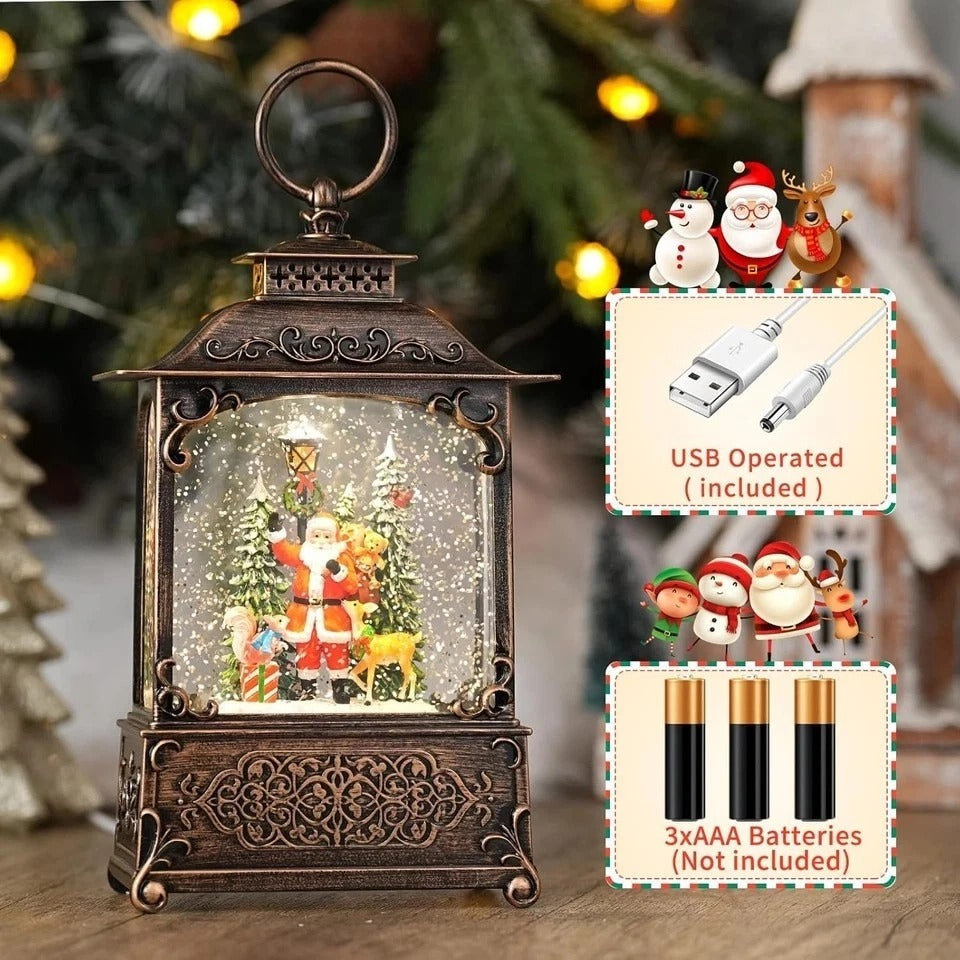 Snow Globe with Santa Claus Reindeer, Light up Christmas Snow Globes with Music