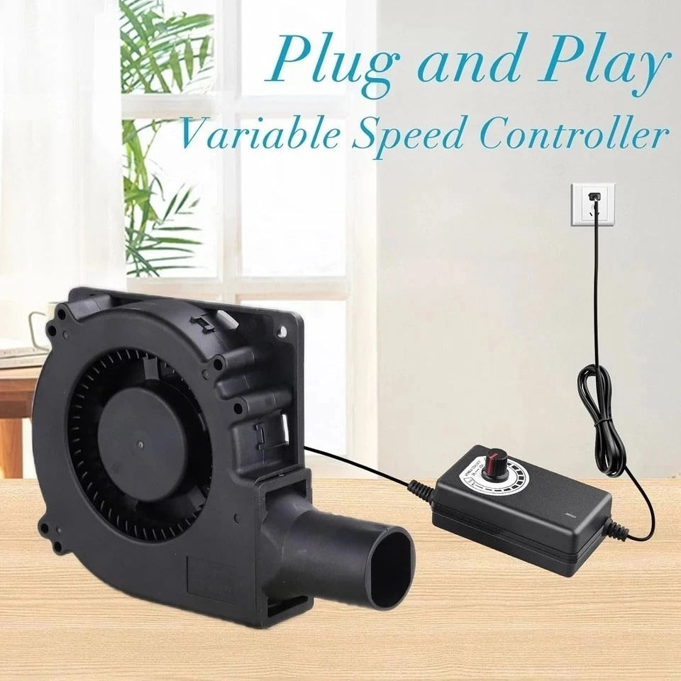 Quiet 120mm Variable Speed Blower Fan 110V-240V - Perfect for BBQ & DIY Projects