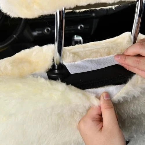 1PC Front Bucket Genuine Sheepskin Car Seat Cover Lambskin Winter Car Beige